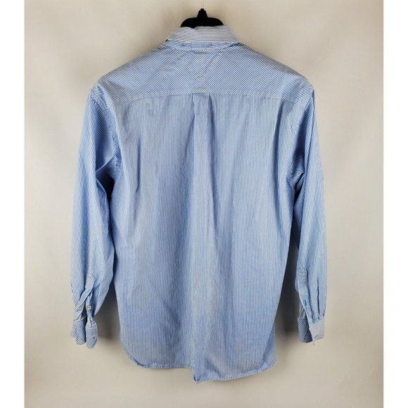 Tommy Hilfiger Mens Y2K Shirt Long Sleeve Button Up Striped White Blue Size L - Picture 6 of 8